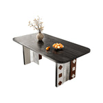 Load image into Gallery viewer, 62.4&quot; Modern Dining Table Artistic Leg Panels Dual-Tone Contrast

