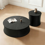 Load image into Gallery viewer, Modern Black Round Coffee Table Set Drum Shape Living Room Nesting Tables
