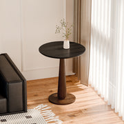 19.5''Vintage Round Pedestal Side Table | Fluted Column Base + Solid Wood Texture + Compact Accent Design