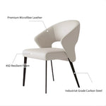 Load image into Gallery viewer, 2PCS Modern Curved Upholstered Dining Chair Leather Accent Armchair with Black Metal Legs
