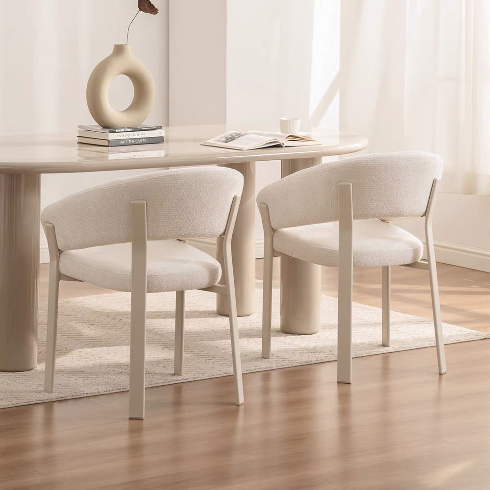 Modern Upholstered Dining Chair Curved Armrest Accent Chair with Soft Textured Fabric
