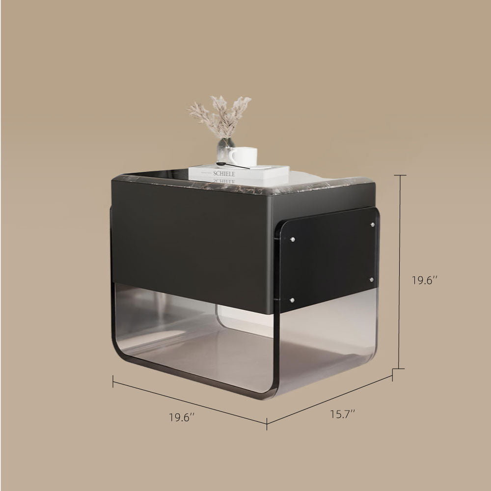 Sleek Smart Nightstand with Acrylic Base and Motion Sensor LED Lighting