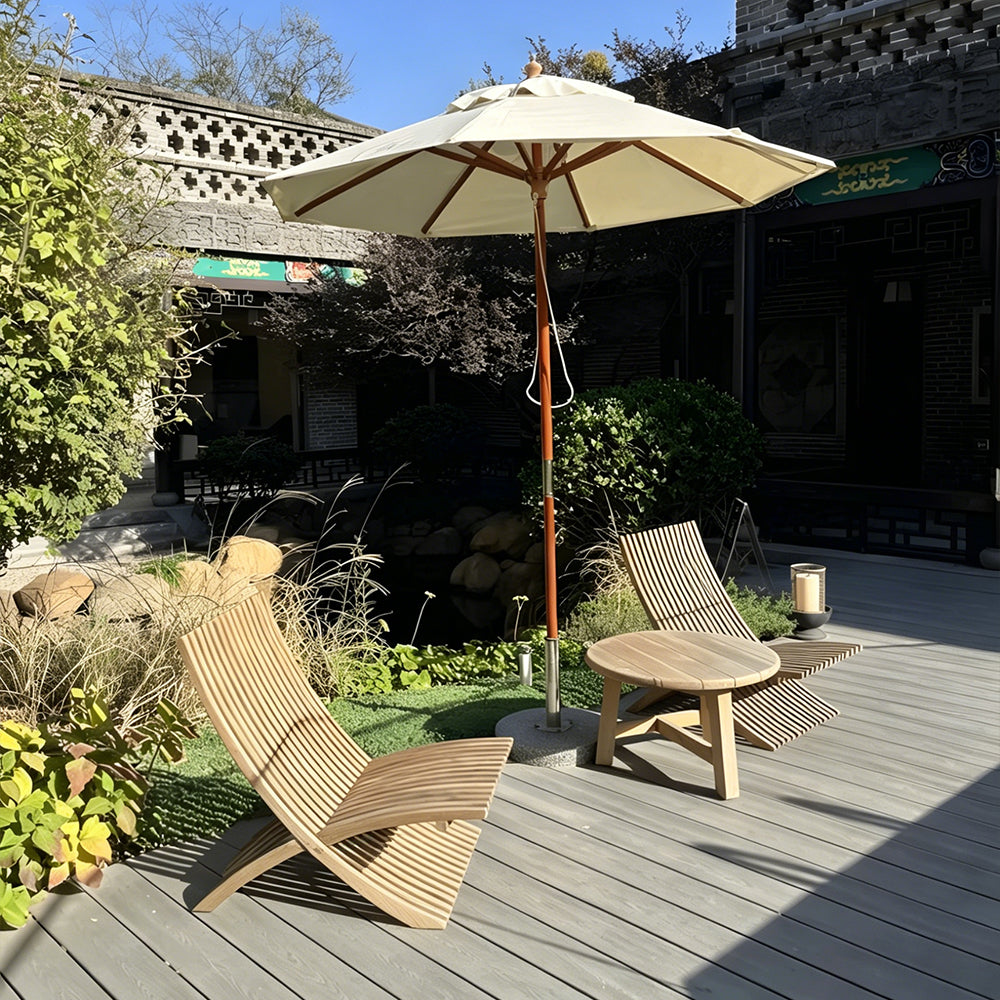 Modern Curved Solid Wood Lounge Chair with Sculptural Slatted Design
