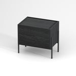 Load image into Gallery viewer, Modern Nightstand with Black Metal Legs Natural Wood Finish &amp; Spacious Drawer
