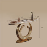 Load image into Gallery viewer, Gold Bird Feather Base Marble Console Table
