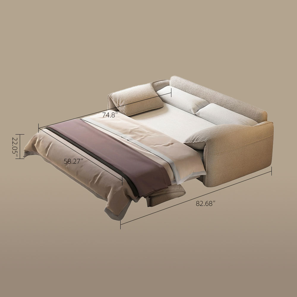 76" Beige Sleeper Sofa with 3.9" Thick Spring Mattress Modern Space-saving Design
