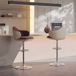 Load image into Gallery viewer, Modern Adjustable Swivel Bar Stool Burgundy Chenille Upholstered Seat Beige Accent Chrome Base Counter Height Bar Chair 1 Piece
