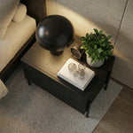 Load image into Gallery viewer, Modern Nightstand with Black Metal Legs Natural Wood Finish &amp; Spacious Drawer
