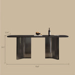 Load image into Gallery viewer, Modern Dining Table Oval Stone Texture Tabletop with Stainless Steel Pedestal Base Minimalist Dining Table
