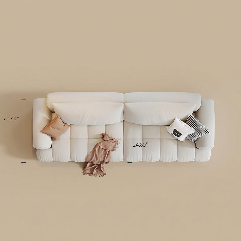 Modern Channel-Tufted Snow Velvet Sofa with Latex Cushioning