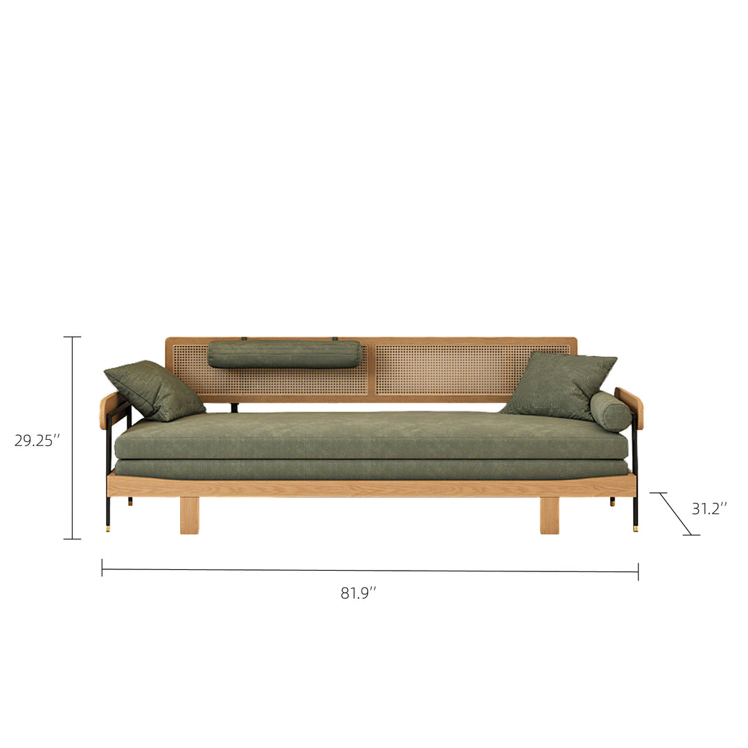 Modern Minimalist Daybed with Wood Frame and Soft Green Upholstery