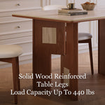 Load image into Gallery viewer, Mid Century Sintered Stone Top Dining Table With Geometric Wooden Legs
