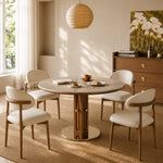 Load image into Gallery viewer, 31.49" Modern Round Dining &amp; Meeting Table with Sculptural Wood Pedestal Base
