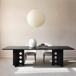 Load image into Gallery viewer, Rectangular Dining Table Solid Wood Walnut Veneer Base Scratch Resistant Sintered Stone Top Modern Elegant Design
