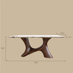 Load image into Gallery viewer, Modern Oval Dining Table with Porcelain Marble Top and Walnut
