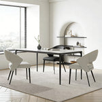 Load image into Gallery viewer, 2PCS Modern Curved Upholstered Dining Chair Leather Accent Armchair with Black Metal Legs
