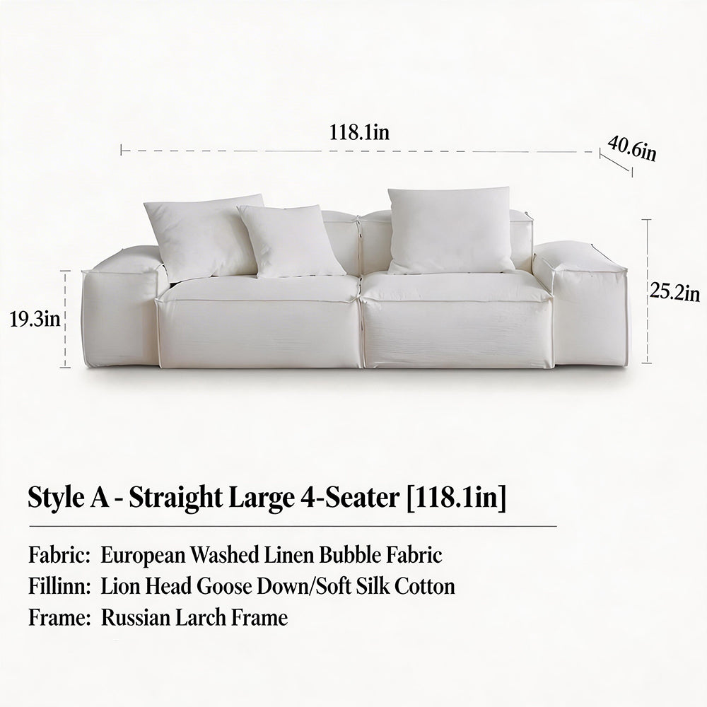 Modern Modular Sectional Sofa Removable Washable Cover Cream Upholstery Minimalist Low Profile Design