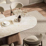 Load image into Gallery viewer, Oval Dining Table Solid Wood Walnut Veneer Base Scratch Resistant Sintered Stone Top Modern Stylish Design
