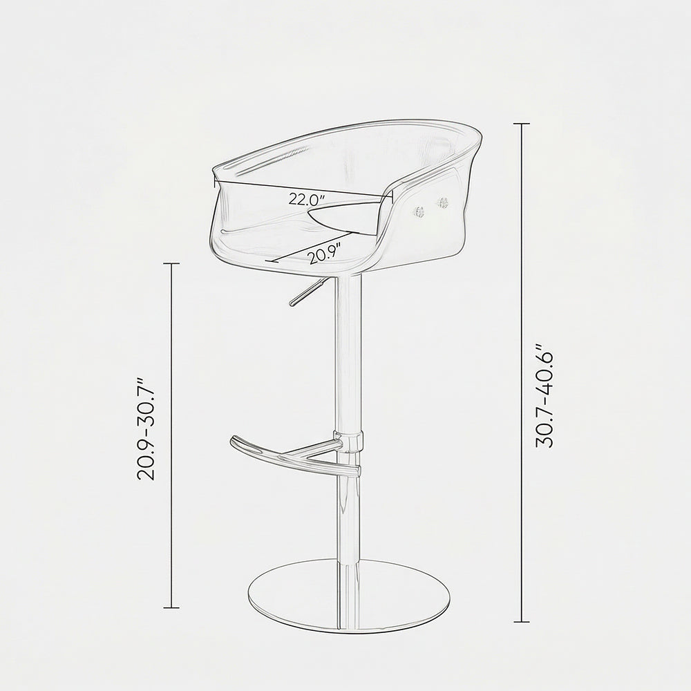 Modern Adjustable Swivel Bar Stool PU Leather Seat Gas Lift Height Adjustable Counter Bar Chair 1 Piece