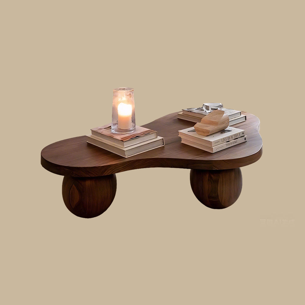 Modern Organic Wooden Coffee Table with Sculptural Legs Contemporary Wood Accent Table for Living Room