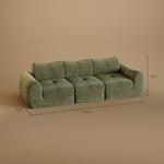 Load image into Gallery viewer, 101&#39;&#39; Convertible Sofa Bed Three Seater Olive Green Upholstered Tufted Cushion Modern Curved Arm Modular Design
