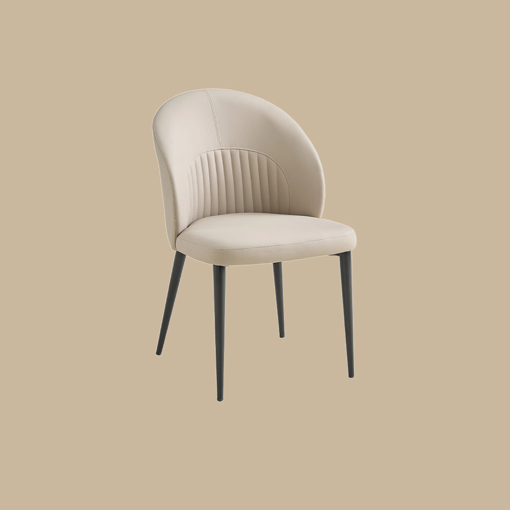 Contemporary Faux Leather Dining Chair with Curved Back Upholstered Seat Black Metal Legs 1 Piece