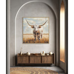 Load image into Gallery viewer, Handmade Rustic Wall Art – Realistic Longhorn Bull Painting for Farmhouse Decor
