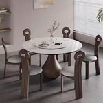 Load image into Gallery viewer, Round Dining Table Wooden Base and Ceramic Stone Top Modern Aesthetic
