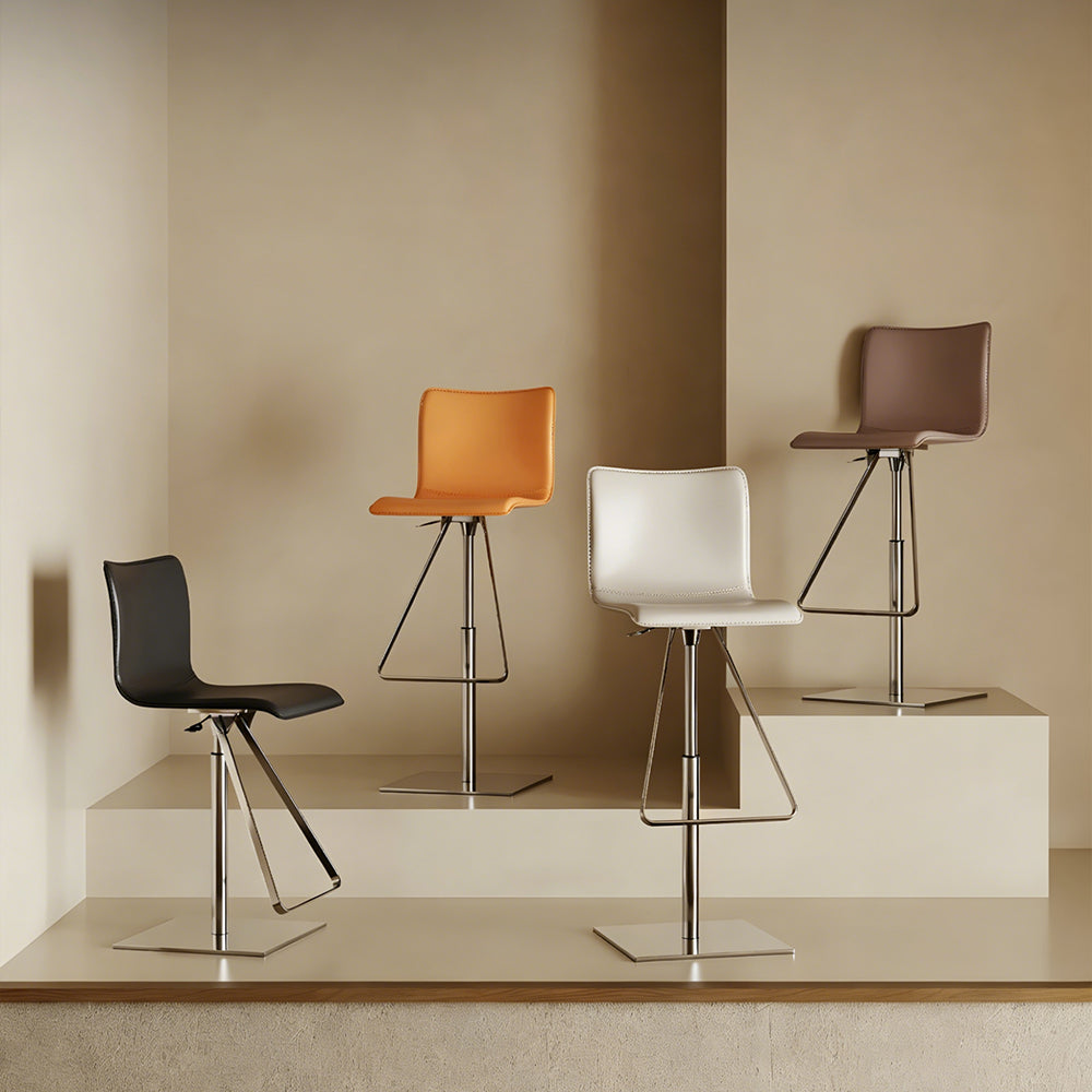 Modern Adjustable Swivel Bar Stool with Stainless Steel Base 1-Piece