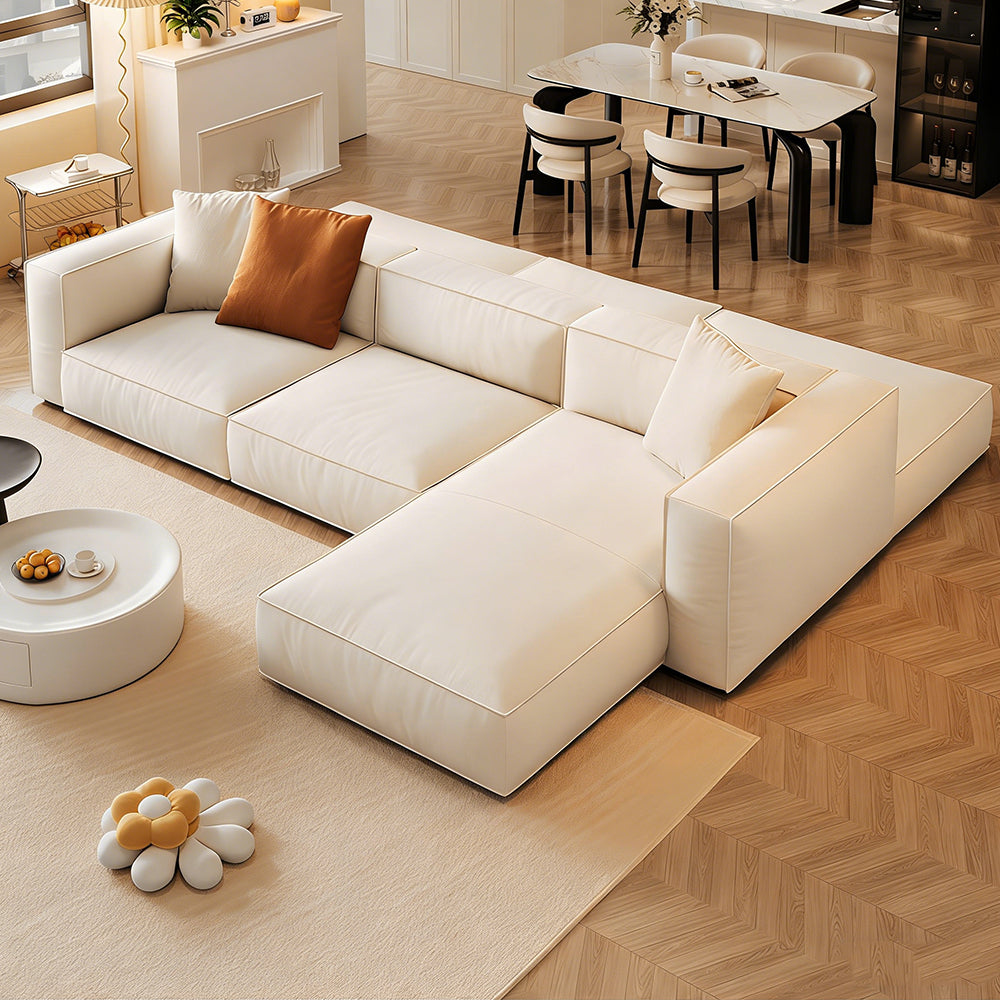 Modern Double-Sided Sectional Sofa in Skin-Friendly Cat-Scratch Fabric with Latex Support
