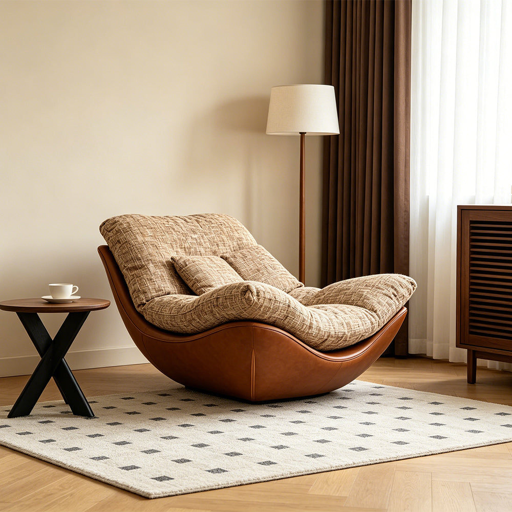 Modern Lounge Accent Chair with Plush Cushions and Faux Leather Base