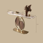 Load image into Gallery viewer, Modern Sintered Stone Entryway Console Table with Gold Metal Artistic Base
