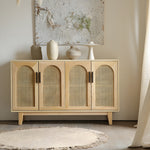 Load image into Gallery viewer, 59'' Modern Cane Sideboard Cabinet Wooden Buffet Storage Cabinet with Woven Doors

