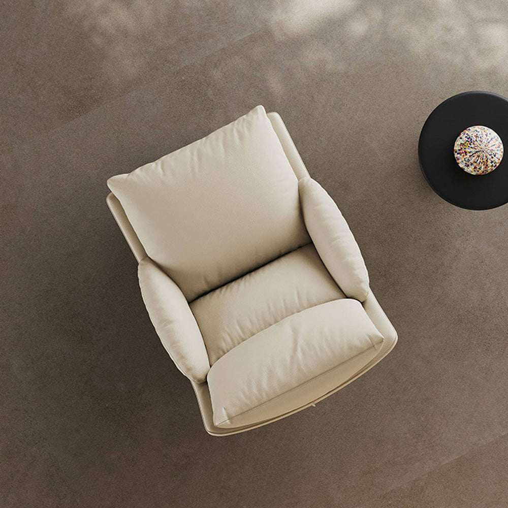 Modern Cream Lounge Chair with Pillow Cushion Metal Frame Accent Chair