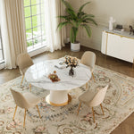 Load image into Gallery viewer, Luxury White &amp; Gold Dining Suite Convertible Expandable Dining Table Contemporary Sideboard
