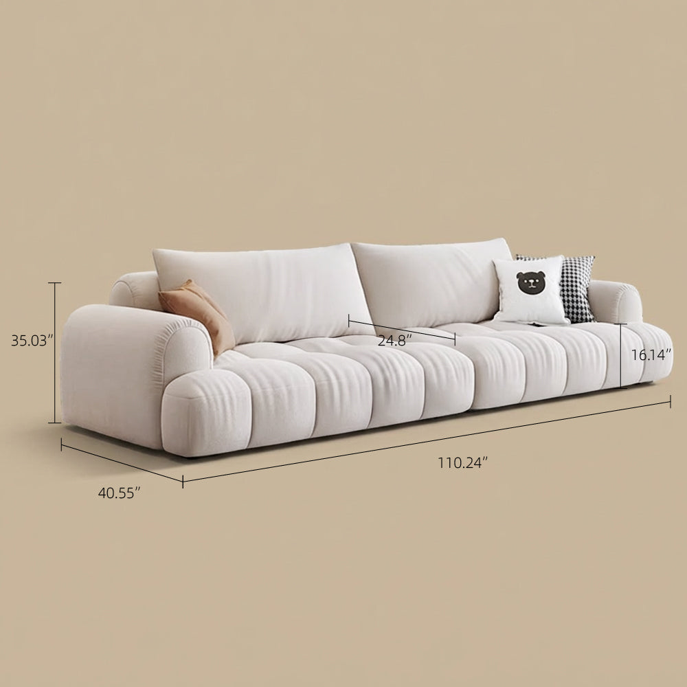 Modern Channel-Tufted Snow Velvet Sofa with Latex Cushioning