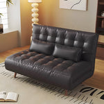Load image into Gallery viewer, Modern Faux Leather Sofa Bed Convertible Sleeper Couch with Wood Armrests Tufted Design
