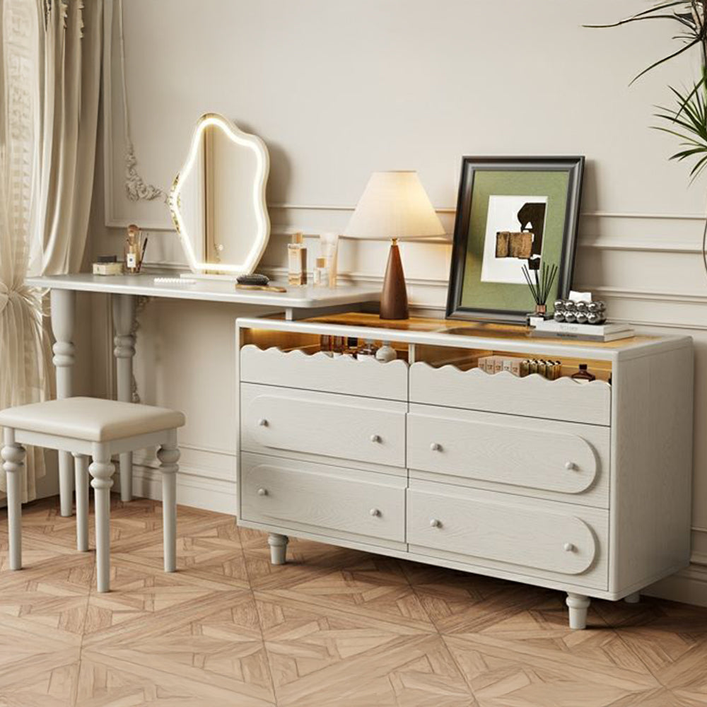 Vintage Solid Wood Shoe Cabinet with Extendable Tabletop Mid-Century Entryway Storage Console with Drawers