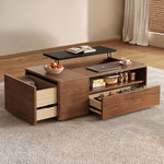 Load image into Gallery viewer, 51'' Walnut Lift-Top Coffee Table with Hidden Storage Drawers and Open Shelves

