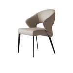 Load image into Gallery viewer, 2PCS Modern Curved Upholstered Dining Chair Leather Accent Armchair with Black Metal Legs
