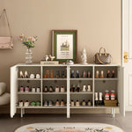 Load image into Gallery viewer, 62.9'' Modern White Shoe Cabinet with Large Storage Multi-Layer Entryway Organizer with Rounded Design
