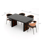 Load image into Gallery viewer, 54.6″/62.4″ Dining Table Solid Wood Artistic Geometric Base Two-Tone Contrast
