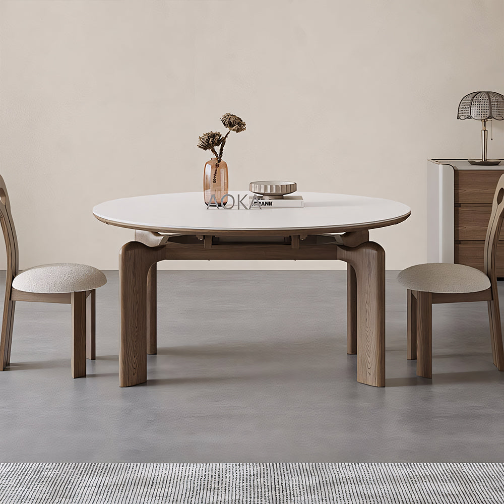 50.7" Versatile Transformable Dining Table in White and Wood