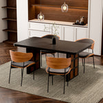Load image into Gallery viewer, 54.6″/62.4″ Dining Table Solid Wood Artistic Geometric Base Two-Tone Contrast
