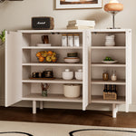 Load image into Gallery viewer, 3 Door Sideboard Modern Cabinet Matte White Finish Adjustable Shelves Irregular Veneer Solid Wood Legs

