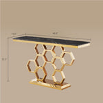 Load image into Gallery viewer, Elegant Honeycomb Base Console Table Contemporary Design with Luxurious Gold Accents
