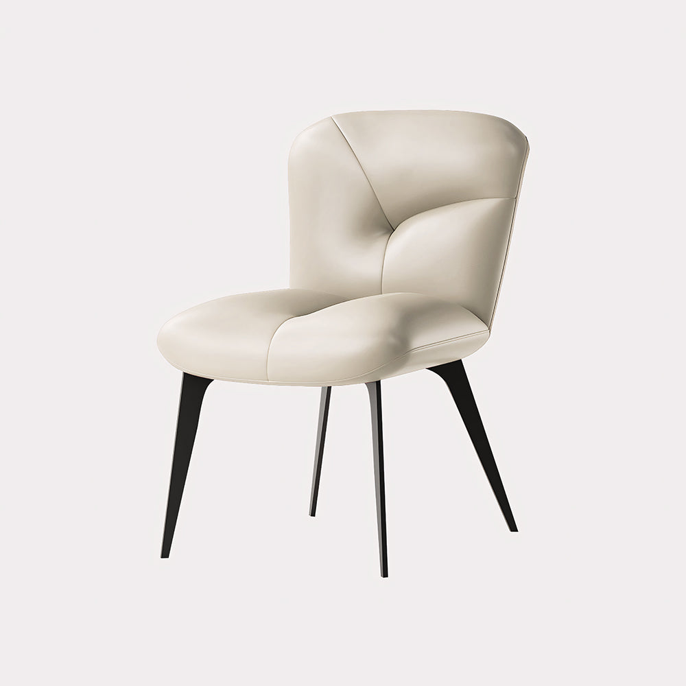 Modern Curved Leather Dining Chair 1-Piece Upholstered Accent Chair