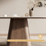 Load image into Gallery viewer, Oval Dining Table Solid Wood Walnut Veneer Base Scratch Resistant Sintered Stone Top Modern Stylish Design
