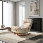 Load image into Gallery viewer, Modern Striped Rocking Lounge Chair with Plush Cushion and Solid Wood Rockers

