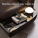 Load image into Gallery viewer, Modern Low-Profile Leather Sofa Deep Brown Upholstery with Wide Armrests &amp; Metal Legs
